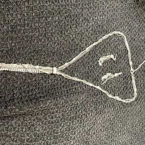 Silver and black necklace with earring